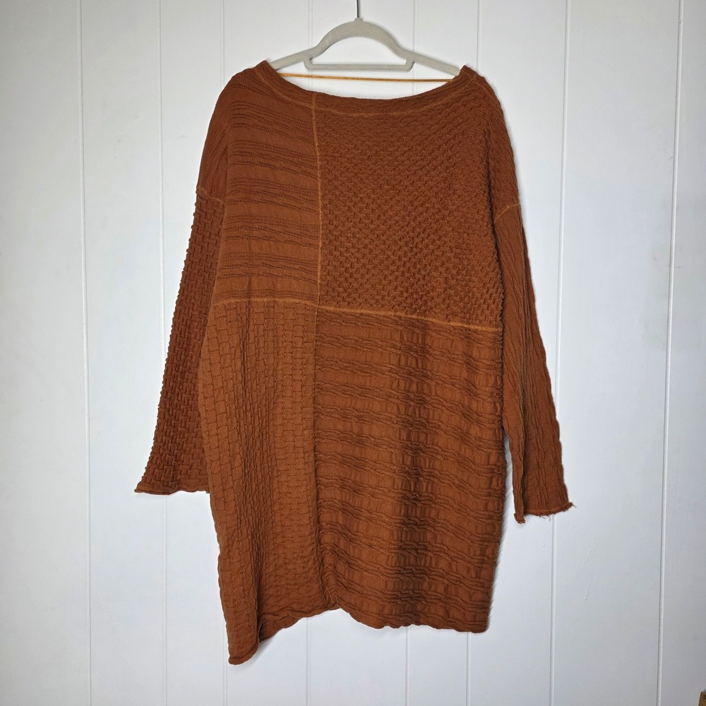 Free People Shes A Keeper Textured Sweater Dress Rust Orange Boho Oversized L - Picture 13 of 14